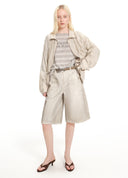 Linen-feel drawstring jacket