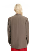 Layered color-block cuff collarless blazer