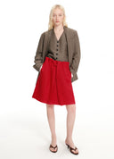 Layered color-block cuff collarless blazer