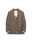 Layered color-block cuff collarless blazer