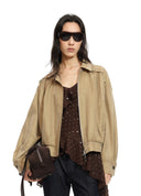 Khaki Sandwashed Cupro Jacket