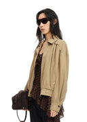 Khaki Sandwashed Cupro Jacket