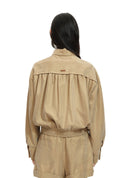 Khaki Sandwashed Cupro Jacket