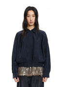Navy Sandwashed Cupro Jacket
