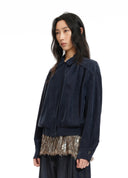 Navy Sandwashed Cupro Jacket