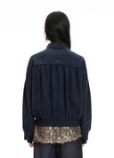 Navy Sandwashed Cupro Jacket