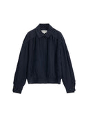 Navy Sandwashed Cupro Jacket