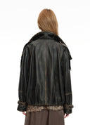 Burnished Leather High-Neck Jacket