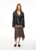Burnished Leather High-Neck Jacket