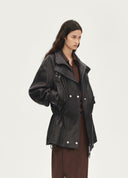 Drawstring Leather Jacket