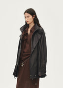 Drawstring Leather Jacket