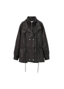 Drawstring Leather Jacket