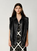 Collared Gathered Leather Vest
