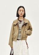 Suede Khaki Cropped Jacket