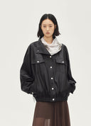 "902" Stand-Collar Eco Leather Jacket