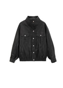 "902" Stand-Collar Eco Leather Jacket