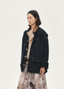 Raw Denim Jacket with Leather Panels