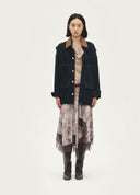 Raw Denim Jacket with Leather Panels