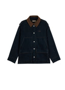 Raw Denim Jacket with Leather Panels