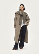 "902" Knit-Scarf Long Trench Coat