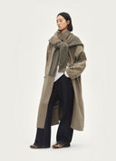 "902" Knit-Scarf Long Trench Coat