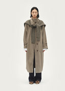 "902" Knit-Scarf Long Trench Coat