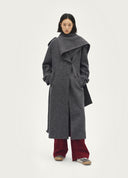 Grey Speckled Wrap Long Coat