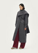 Grey Speckled Wrap Long Coat