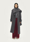 Grey Speckled Wrap Long Coat