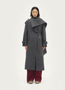 Grey Speckled Wrap Long Coat