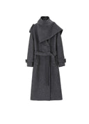 Grey Speckled Wrap Long Coat