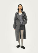 Variegated Grey Double-Faced Wool Long Coat
