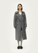 Variegated Grey Double-Faced Wool Long Coat