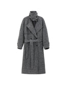 Variegated Grey Double-Faced Wool Long Coat
