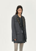 Check-Pattern Panel Blazer