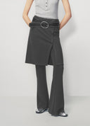 Dark Grey Suede Flared Skirt Pants