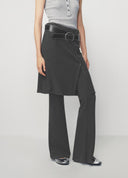 Dark Grey Suede Flared Skirt Pants