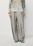 Light Khaki Tailored Pleated Carrot Pants