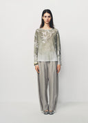 Light Khaki Tailored Pleated Carrot Pants