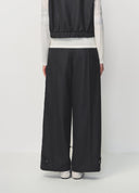 Dark Grey Metal Buckle Belted Pleated Tailored Trousers