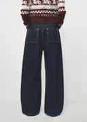 Blue High-Waist Slim-Fit Curved-Leg Denim Jeans
