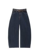Blue High-Waist Slim-Fit Curved-Leg Denim Jeans