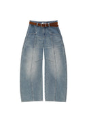 Vintage Washed Paint Splatter Curved Leg Denim Jeans