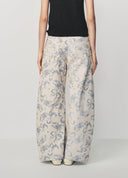 White Blue Porcelain Print High Waist Denim Jeans