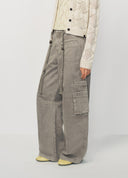 Grey Green Washed Utility Style Denim Pants