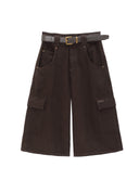 Brown Seven Length Denim Jodhpurs