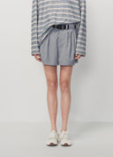 Light Grey Loose Fit Pleated Shorts