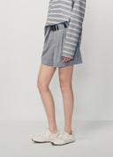 Light Grey Loose Fit Pleated Shorts