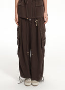 Draped Cargo Drawstring Trousers
