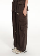 Draped Cargo Drawstring Trousers